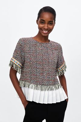 Contrasting Tweed Top from Zara