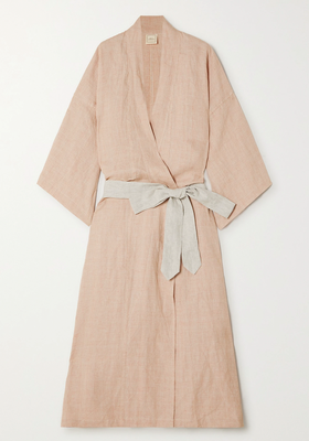Checked Washed Linen Robe from Deiji Studio