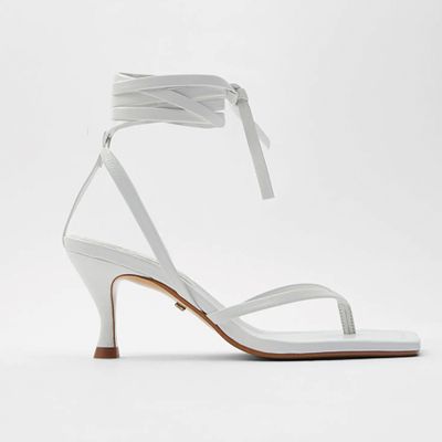 Leather High-Heel Sandals With Square Toes from Zara