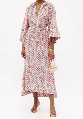 Keeper Floral-Print Belted Silk Maxi Dress from Wiggy Kit