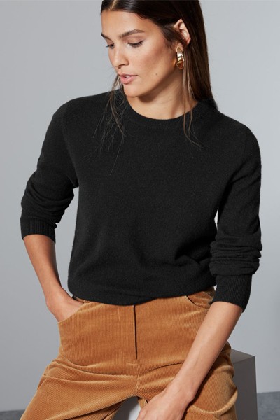 Pure Cashmere Round Neck Jumper Black