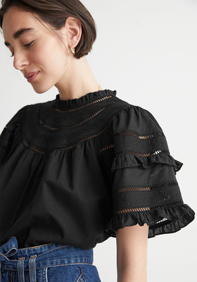 Embroidered A-Line Ruffle Top from & Other Stories