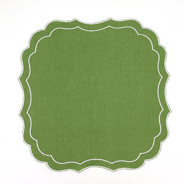 Set Of 6 Georgia Scallop Italian Linen Napkins