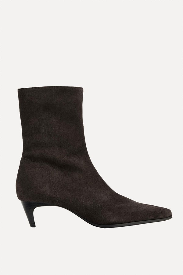 Split Suede Kitten Heel Ankle Boots