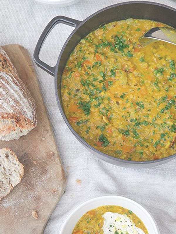 Spiced Pumpkin Red Split Lentil & Turmeric Soup by Daylesford