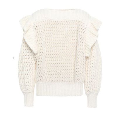 Ruffle-Trimmed Open-Knit Cotton-Blend Sweater from Philosophy Di Lorenzo Serafini
