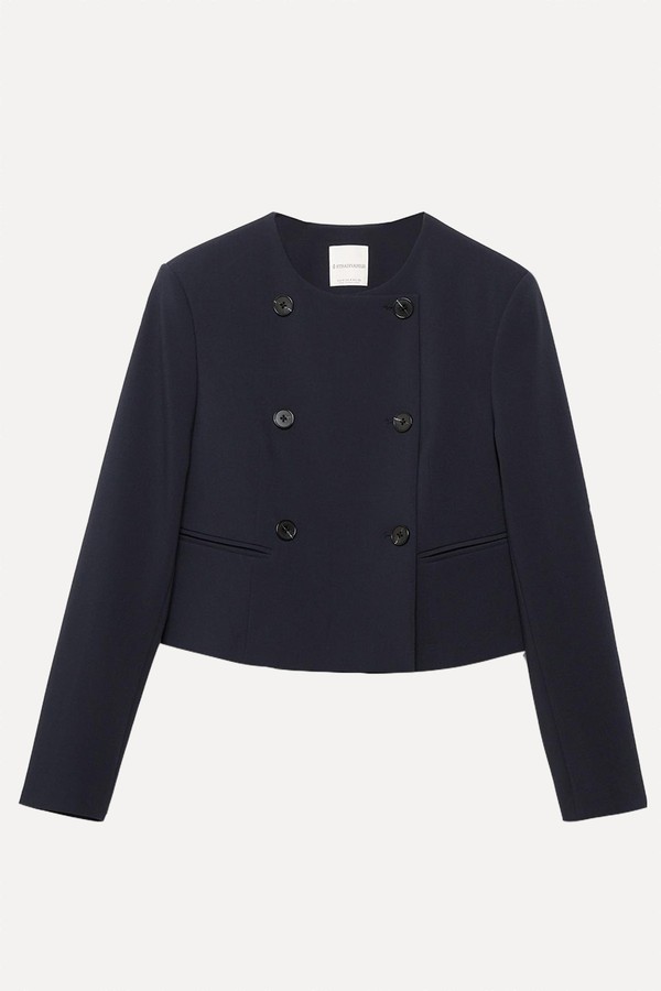 Cropped Round Neck Blazer