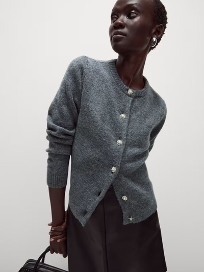 Crew Neck Button Front Cardigan