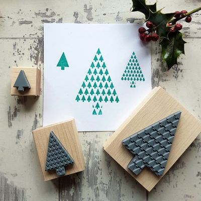 Geomteric Christmas Tree Rubber Stamp