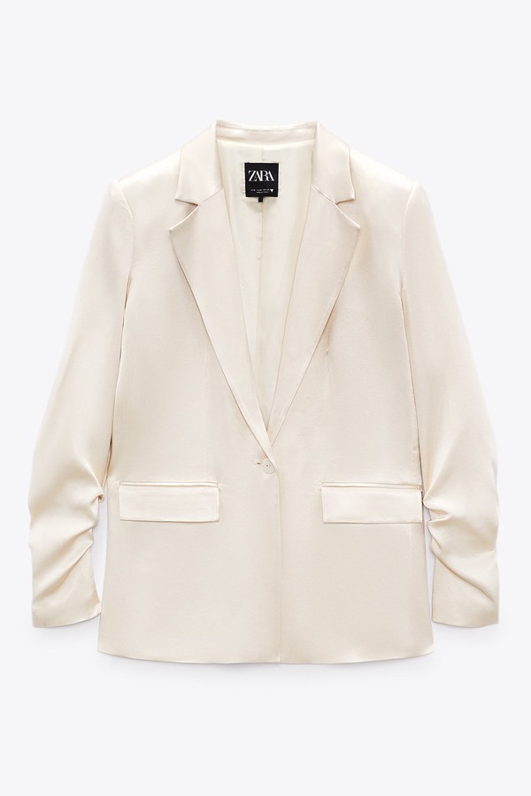 Gathered Satin Blazer
