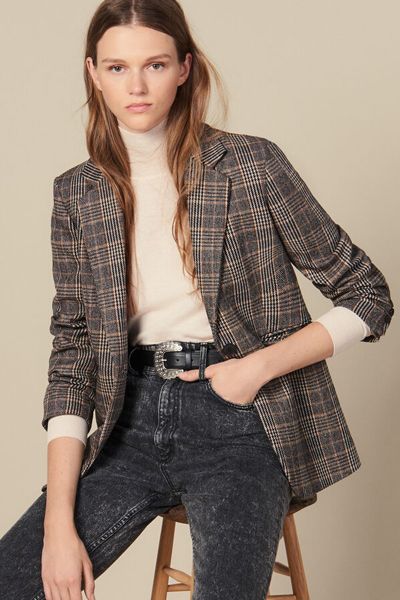Checked Wool Blazer from Sandro