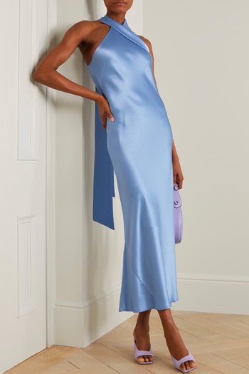 Pandora Satin Halterneck Midi Dress from Galvan