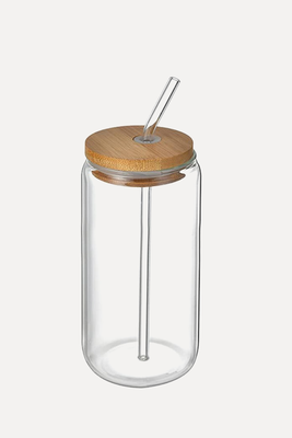 Drinking Glasses with Bamboo Lids & Straws from Blanketswarm