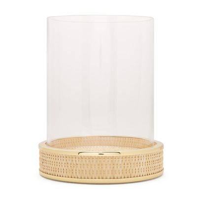 Colette Large Glass & Woven-Cane Hurricane from Aerin