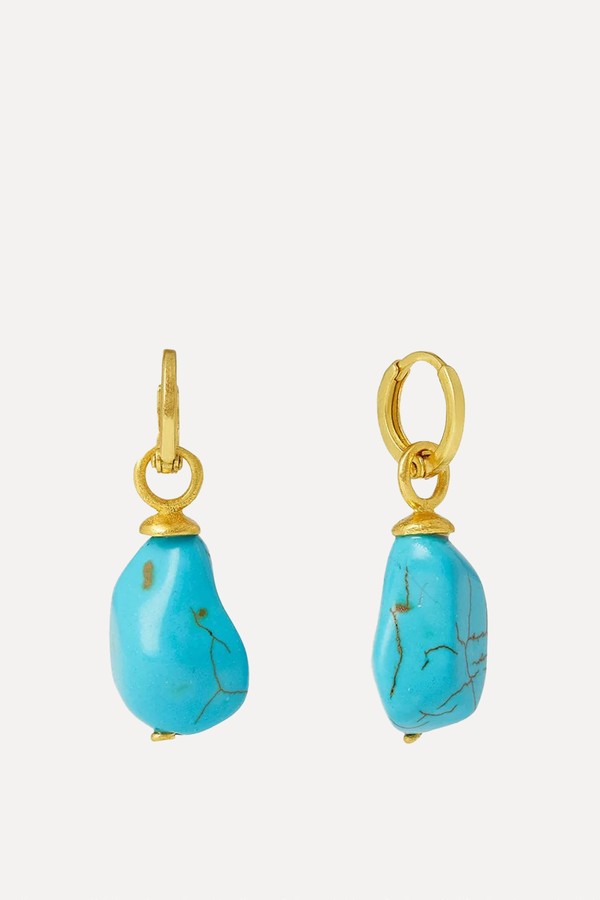 Ava Turquoise Drop Huggie Earrings from Ottoman Hands