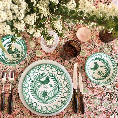Indian Pink and Green Tablecloth from The Edition 94