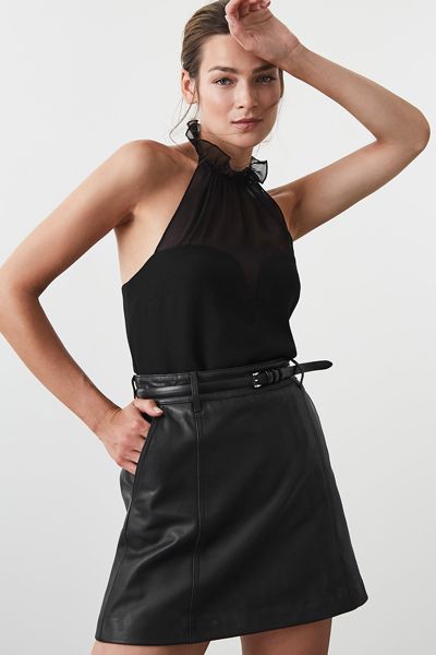 Delfina Ruffle Detail Halter Neck