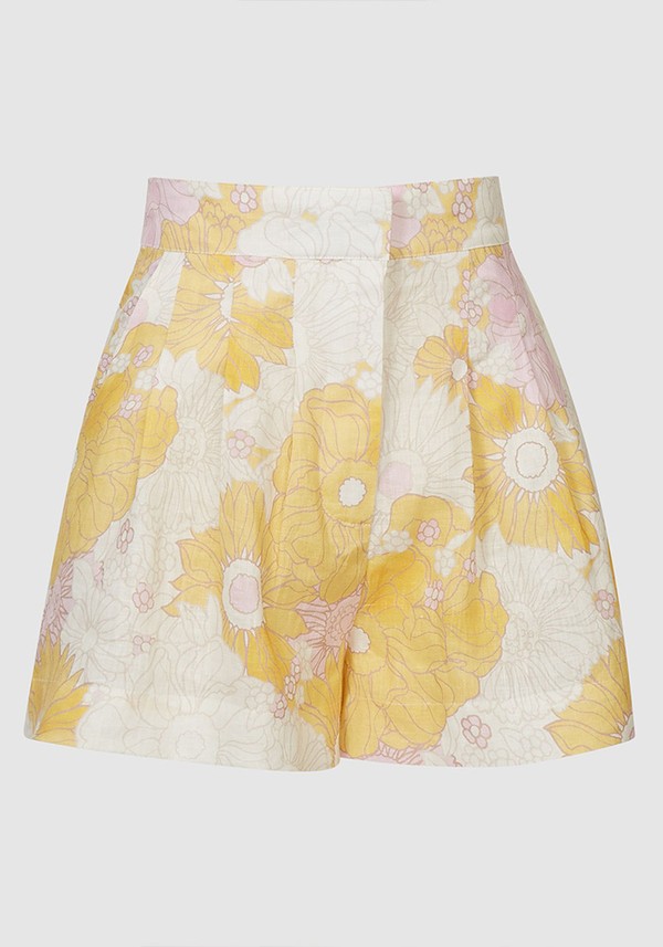 Sky Linen Printed Shorts