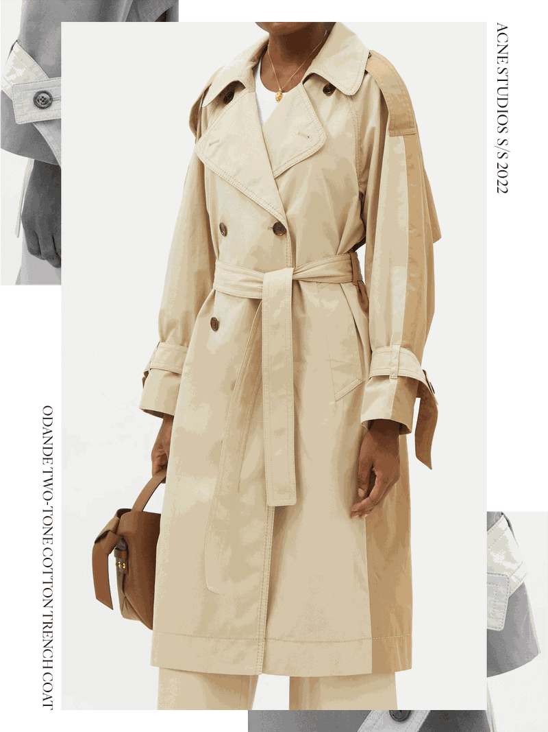Odande Two-Tone Cotton Trench Coat