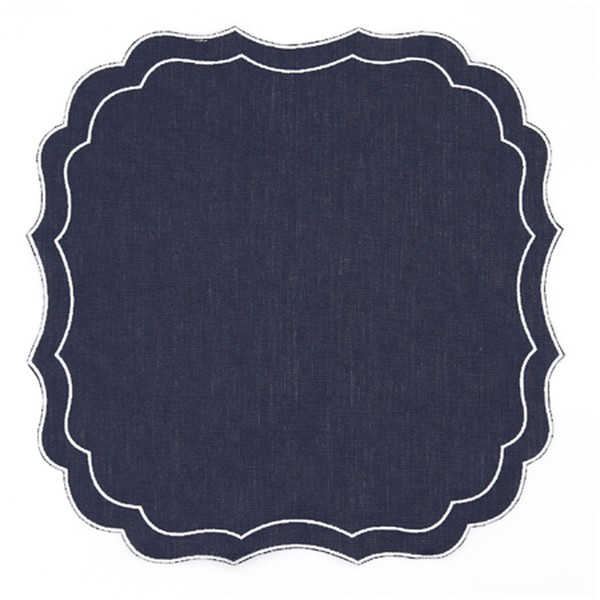 Set Of 8 Stella Coated Italian Linen Placemat In French Navy from Rebecca Udall