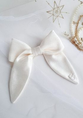Monogram Bow Satin Barrette Hair Clip from Little Fashion Finds