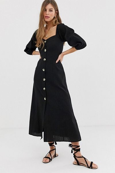 Button Through Maxi Dress In Seersucker from Asos