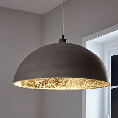 Oversized Grey & Gold Domed Pendant from Cox & Cox
