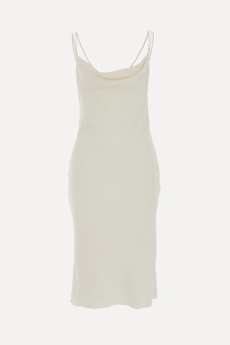Sateen Open Back Midi Dress