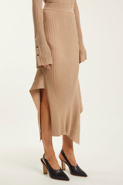 Asymmetric Ribbed-Knit Skirt from Stella McCartney