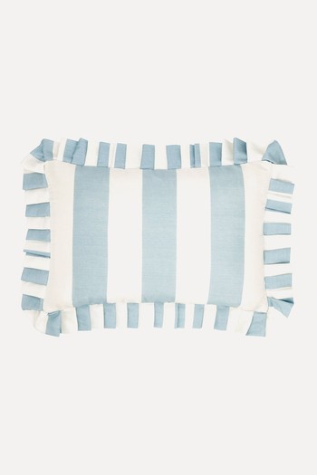 Mulberry Silk Striped Ruffle Boudoir Cushion from The French Bedroom Company