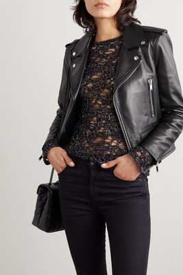 Printed Leather Biker Jacket from Saint Laurent