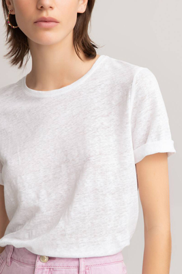 Linen Crew Neck T-Shirt With Short Sleeves, £28 | La Redoute