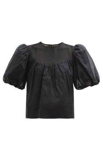 Puff-Sleeves Paneled Cotton Blouse from Frame