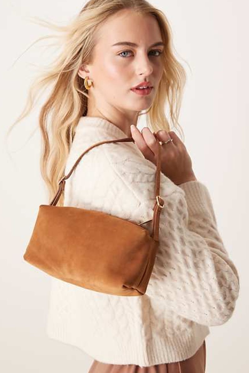 Suede Buckle Boxy Shoulder Bag from ASOS DESIGN