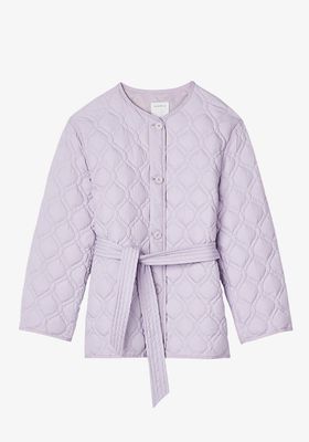 Rayja Waist-Tie Quilted Shell Coat from Sandro