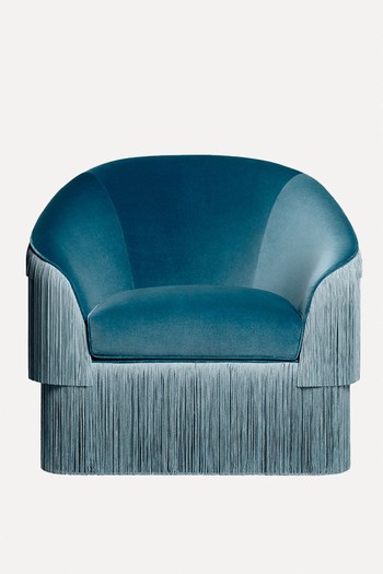 Hand Tailored Fringes Armchair from Munna