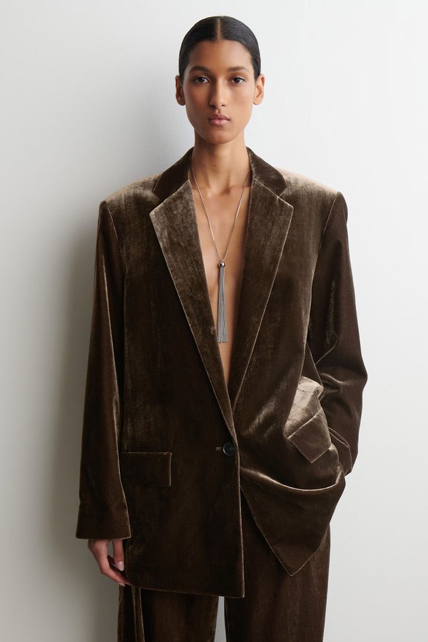 Single-Breasted Velvet Blazer from COS