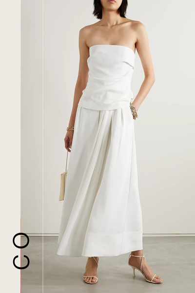 Strapless Gathered Stretch-Jersey Maxi Dress from CO