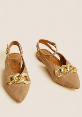 Wide Fit Ankle Strap Flat Slingback Shoes