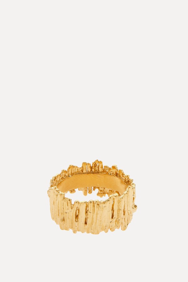 Gold-Plated Tree Bark Ring from Alex Monroe