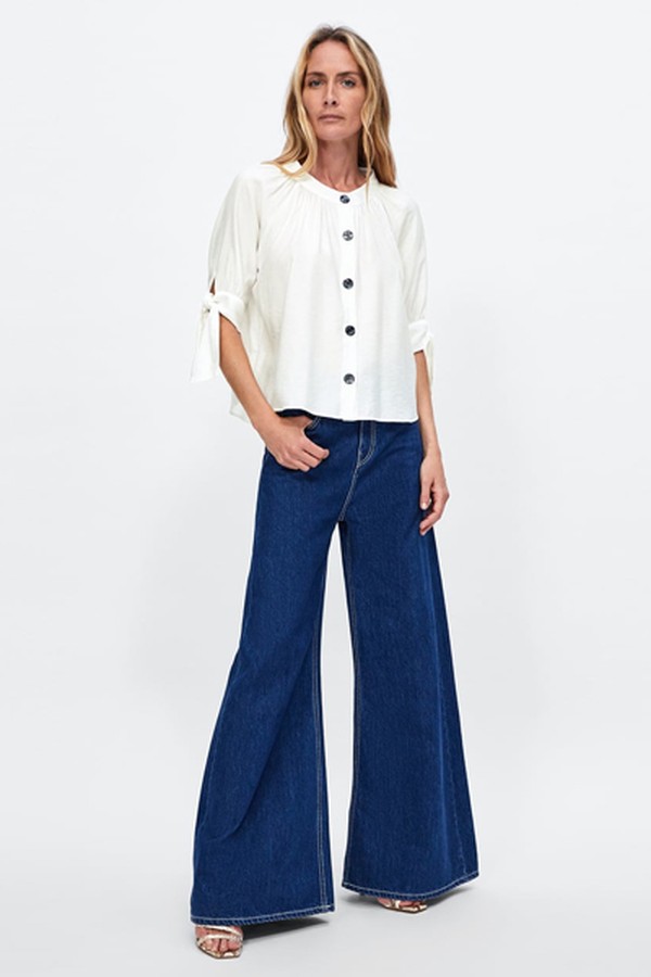 Buttoned Blouse With Bows from Zara