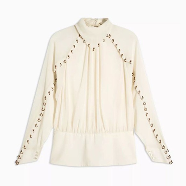Eyelet Long Sleeve Blouse