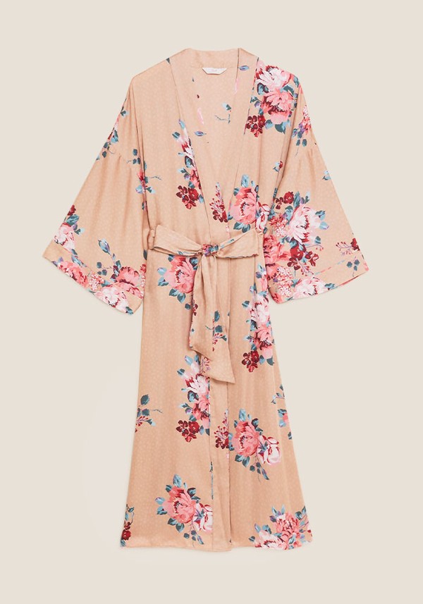 Satin Floral Print Long Wrap