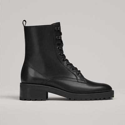 Lace-Up Flat Ankle Boots from Massimo Dutti