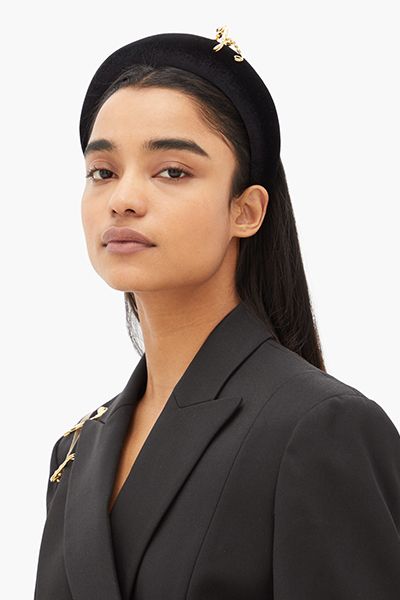 Safety-Pin Velvet Headband from Versace