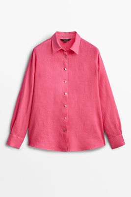100% Linen Fuchsia Shirt from Massimo Dutti