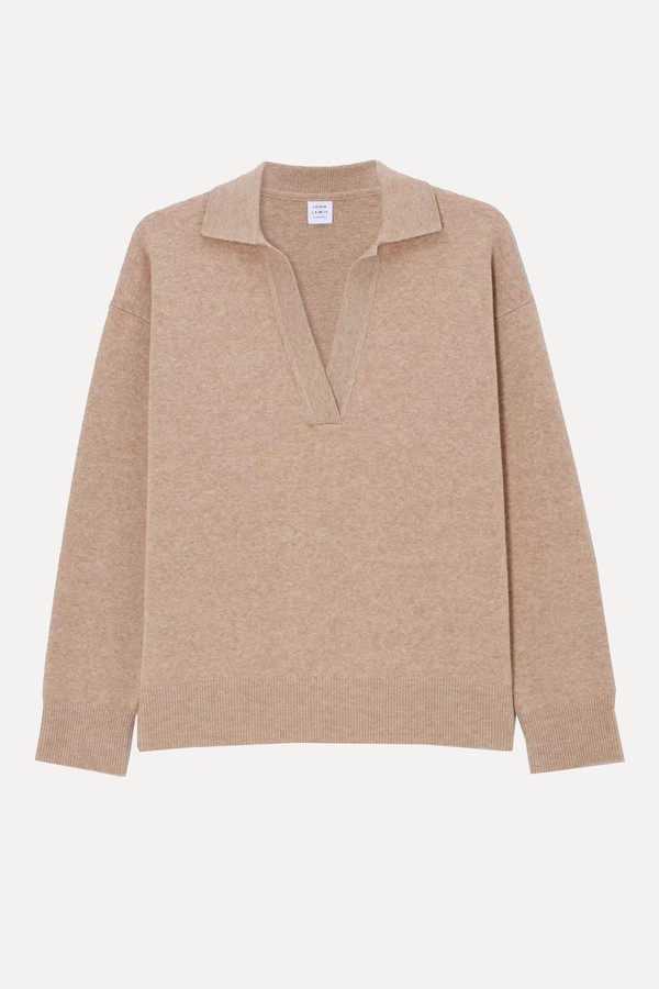 Open Collar Cotton Blend Jumper from John Lewis