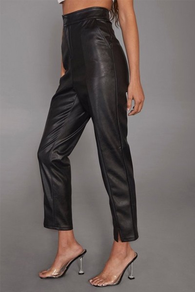 Living For Love High-Waisted Faux Leather Trousers