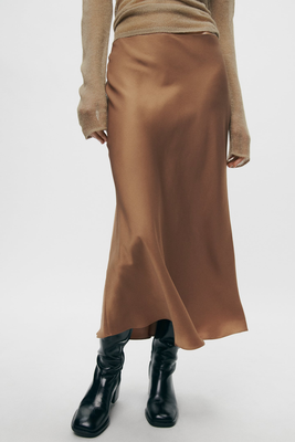 Satin Collection Satin Midi Skirt   from Zara
