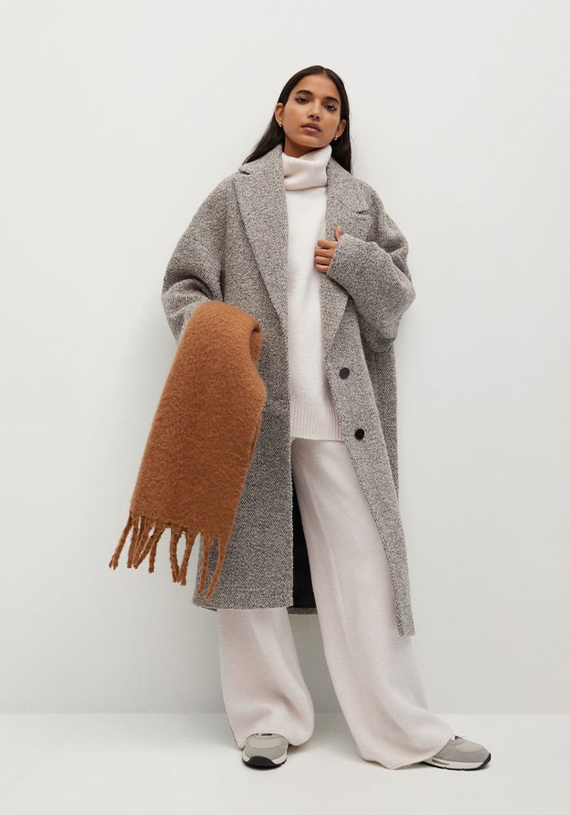 Textured Wool-Blend Coat from Mango